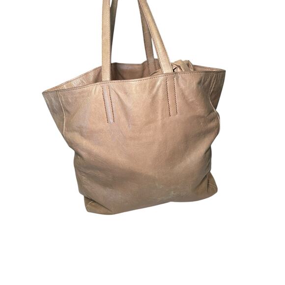 MIU MIU Vitello Leather Tote Brown Tan Large Travel Bag Tote - Picture 6 of 17